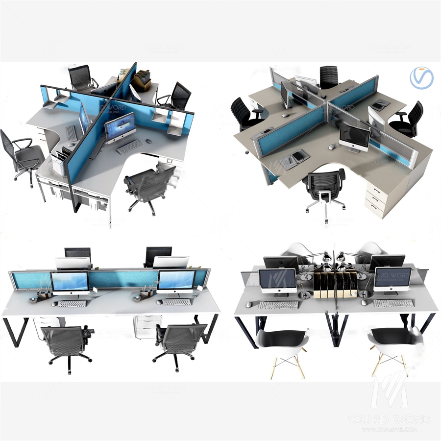 3d model of modern card position office desk and chair